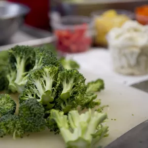chopping broccoli