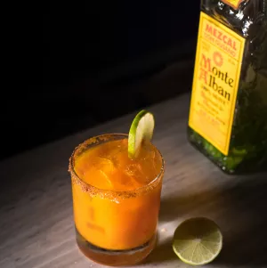 smokey carrot mezcal cocktail