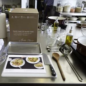 A station in the Marley Spoon test kitchen is shown.