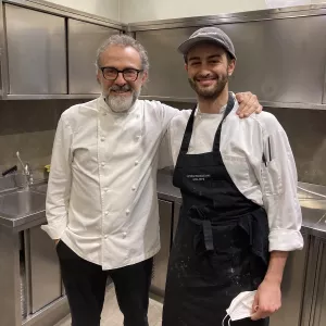 ICE alum Matteo Lanza-Billetta (left) and Chef Massimo Bottura