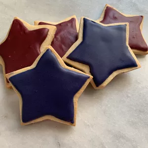 Red and blue star-shaped cookies