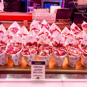 Meat cones in a Madrid market.