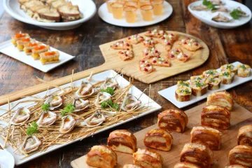 Table filled with an array of appetizers.