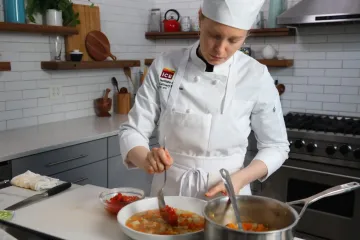 ICE student cooking at home