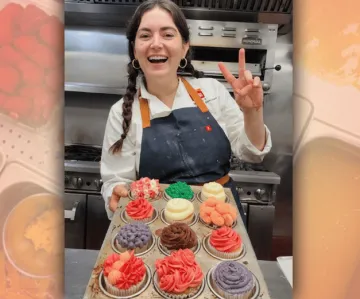 Chef Ellen Bennet giving a peace sign. 