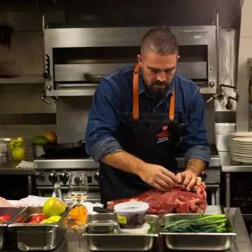 Chef Danny Christensen during a butchery demo.