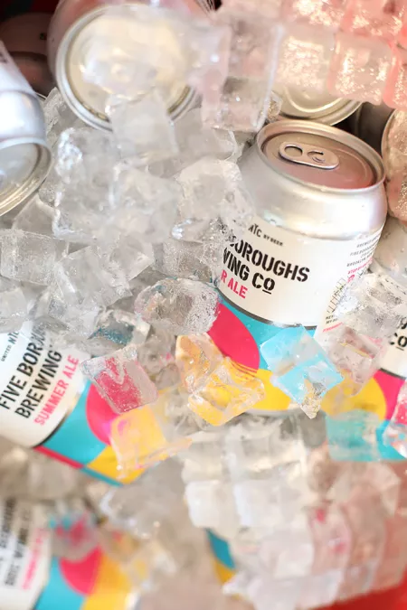 Five Boroughs Brewing beers on ice at an ICE event