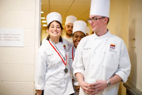Students line up to enter the auditorium at the Institute of Culinary Education 2017 commencement ceremony