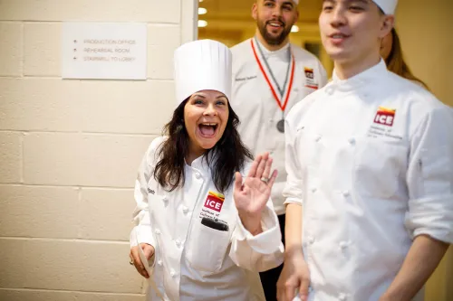Students line up to enter the auditorium at the Institute of Culinary Education 2017 commencement ceremony