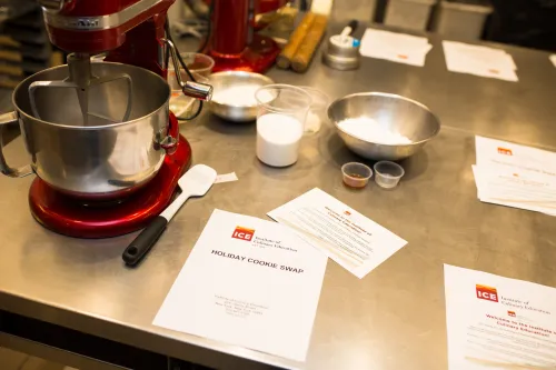 A holiday cookie swap event is set up