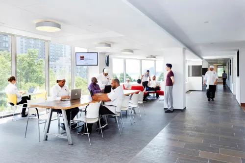 Culinary students in the lounge at ICE.