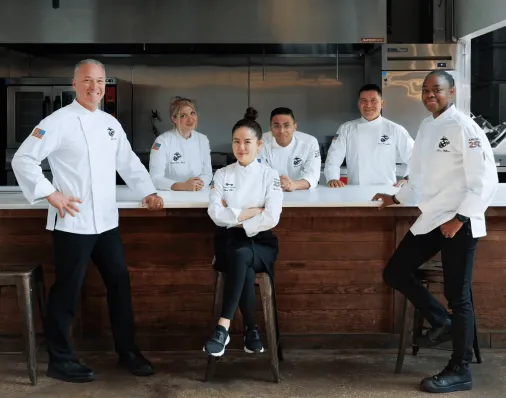 Introducing the America’s 250th Birthday Cake Team! Left to Right: Justin Bell, Samantha B. Paasche, Grace Pak, Edwin Vargas, Santiago Correa, and Williams. 