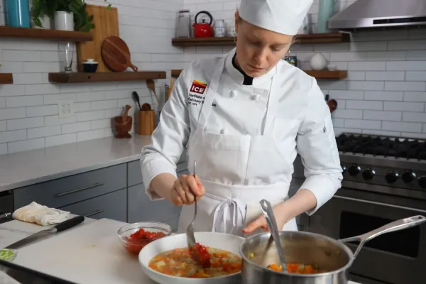 ICE student cooking at home