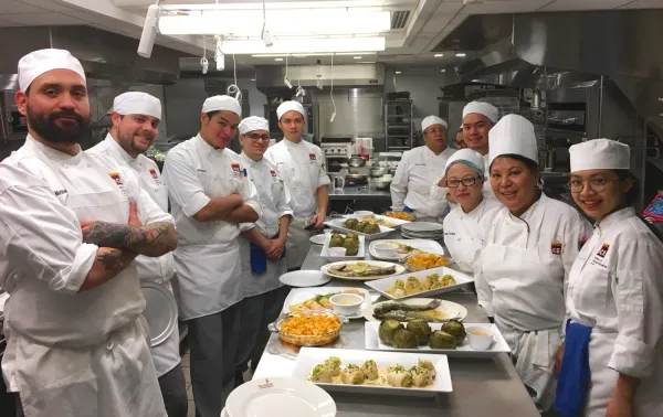 Culinary class with the dishes they cooked.
