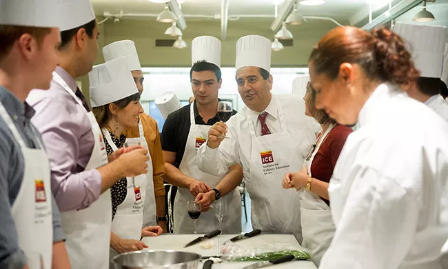A hands-on culinary class at Institute of Culinary Education.