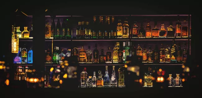 A backlit bar