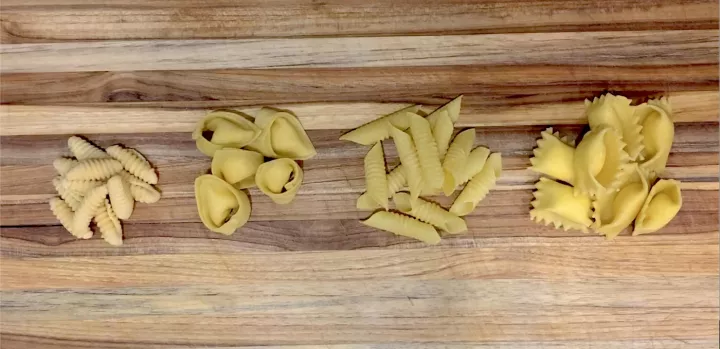 four pasta shapes to practice