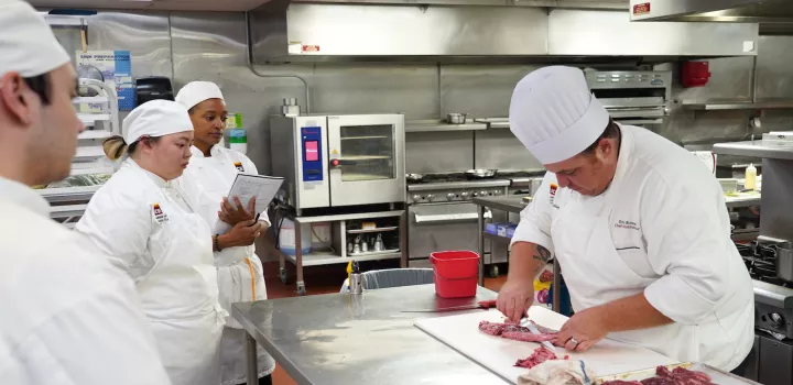 Chef Eric Rowse teaches ICE students in class