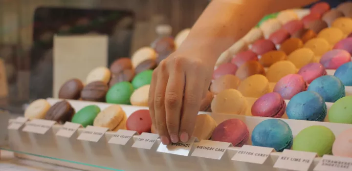 Dana's Bakery offers macarons with American flavors.
