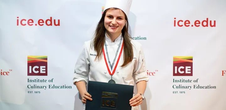 Kerry Brodie won ICE’s Wusthof Award for Leadership when she graduated from the Culinary Arts program in 2017.
