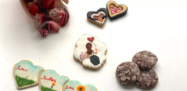 Pastry & Baking Arts students' original, decorative cookie recipes for a Valentine's Day contest