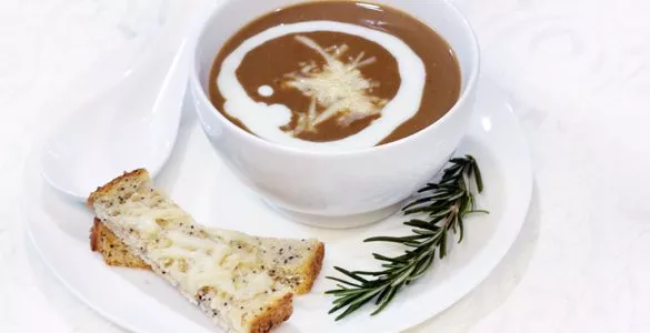 Porcini mushroom and roasted chestnut soup