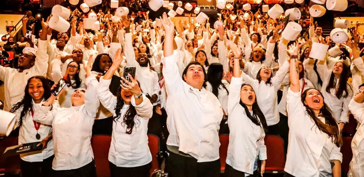 ICE students throw their toques in the air at ICE's 2023 commencement ceremony