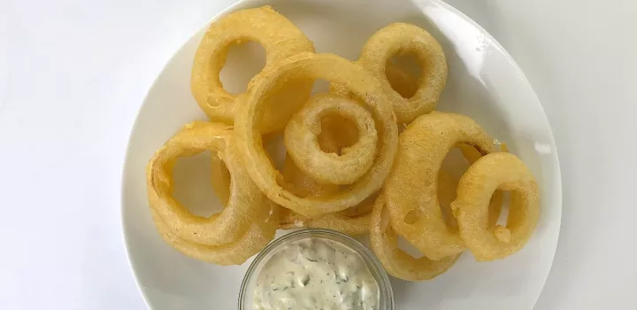 Onion rings with homemade ranch dressing