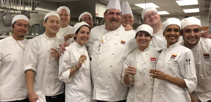 Chef-Instructor Mike Pergl with Culinary Arts students