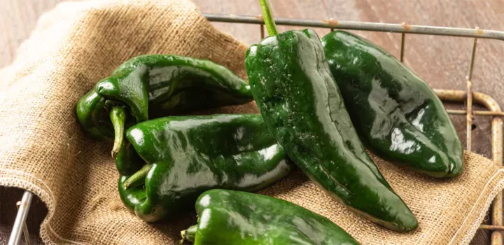 A basket of poblano peppers.