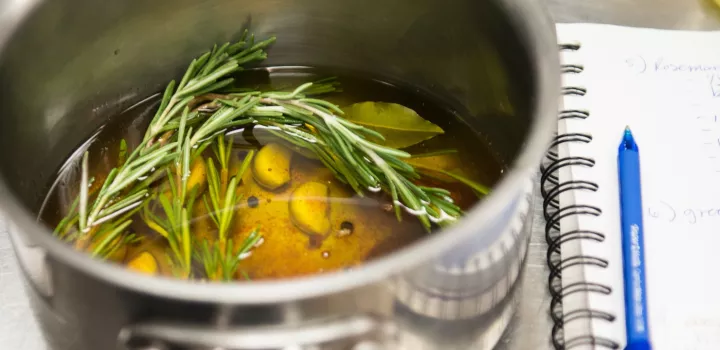 Rosemary in a sauce pot