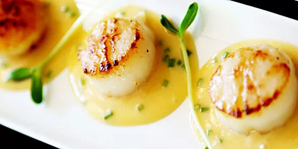 Seared scallops with grapefruit beurre blanc