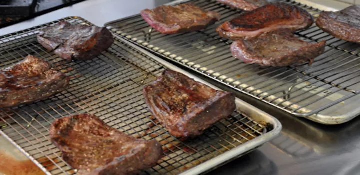 steaks on sheet pans