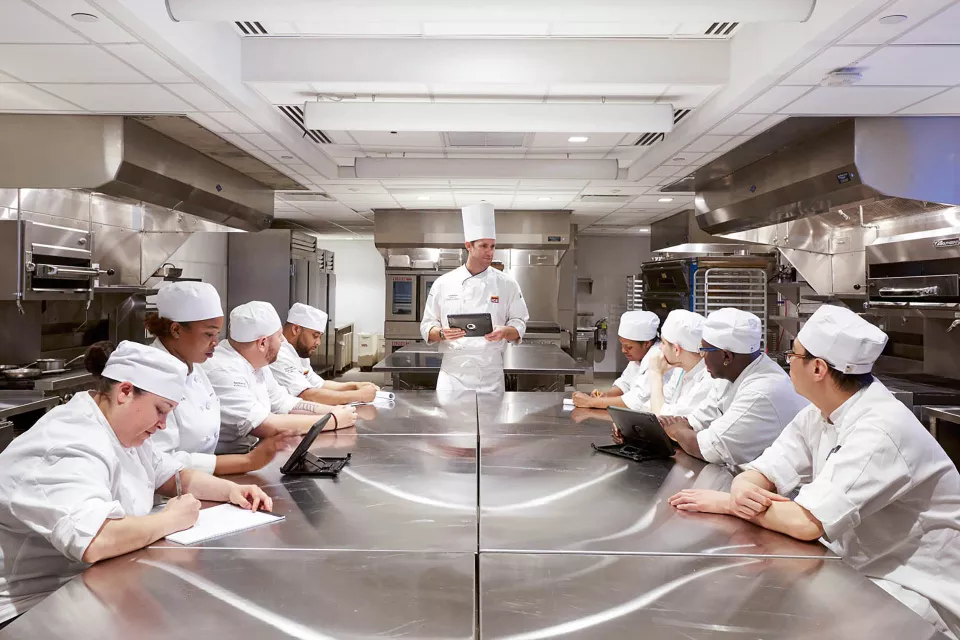 ICE New York Chef Instructor teaches new york culinary school students at the Institute of Culinary Education